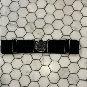 Suzi Roher adjustable Black Belt with Silver Accents